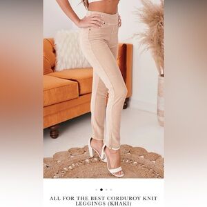 All for the best corduroy knit leggings ( khaki )